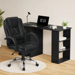 Artiss Computer Desk 120cm Executive Office Chair Set PU Leather High Back Black - Furniture > Office > Desks