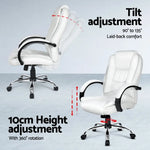 Artiss Computer Desk 120cm Executive Office Chair Set PU Leather High Back White - Furniture > Office > Desks
