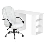 Artiss Computer Desk 120cm Executive Office Chair Set PU Leather High Back White - Furniture > Office > Desks