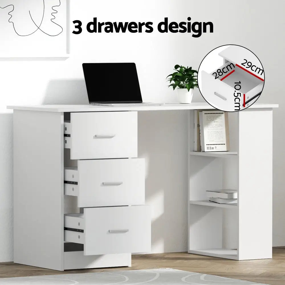 Artiss Computer Desk 120cm Executive Office Chair Set PU Leather High Back White - Furniture > Office > Desks