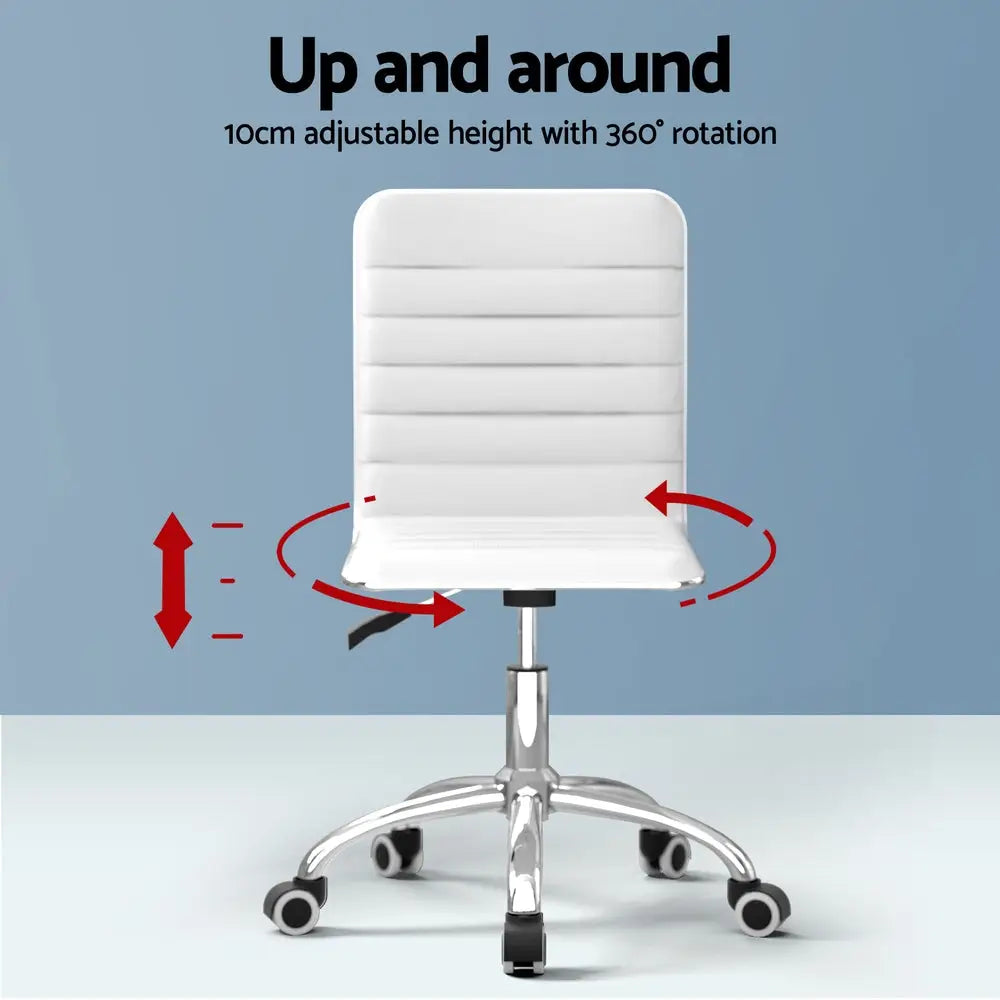 Artiss Computer Desk 120cm Executive Office Chairs Set PU Leather Low Back White - Furniture > Office > Office & Desk