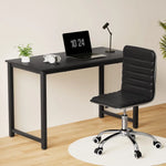 Artiss Computer Desk 120cm Executive Office Chairs Set PU Leather Low Back Black - Furniture > Office > Office & Desk