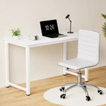 Artiss Computer Desk 120cm Executive Office Chairs Set PU Leather Low Back White - Furniture > Office > Office & Desk
