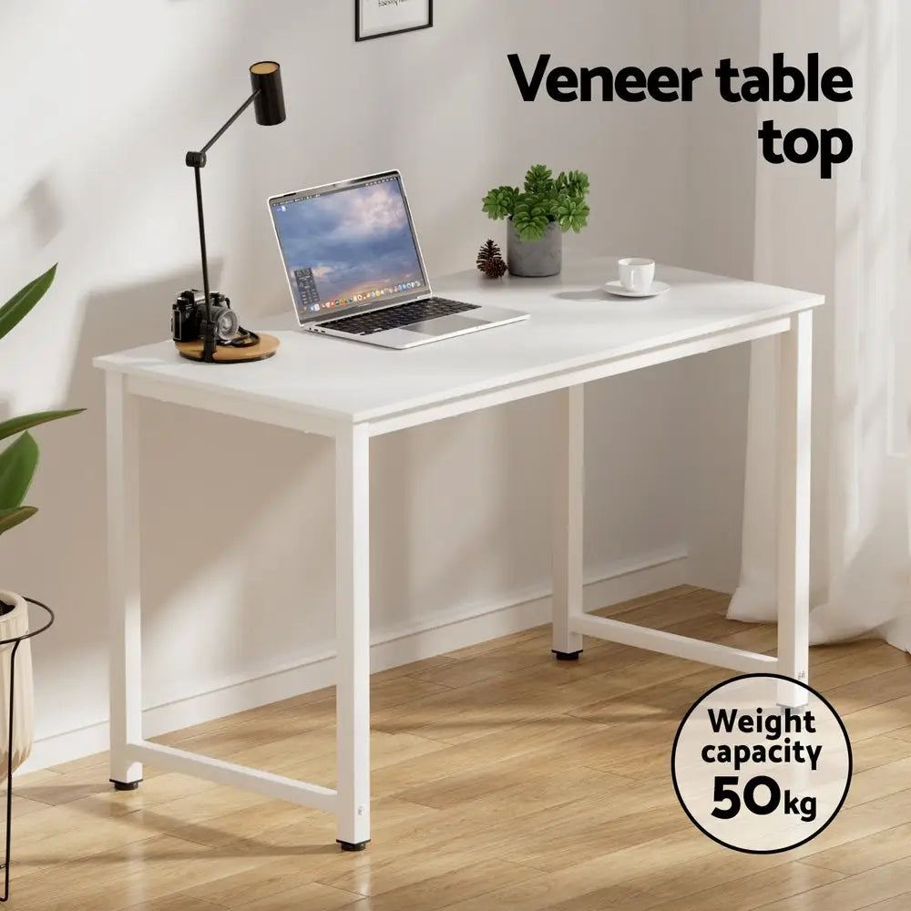 Artiss Computer Desk 120cm Executive Office Chairs Set PU Leather Low Back White - Furniture > Office > Office & Desk