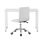 Artiss Computer Desk 120cm Executive Office Chairs Set PU Leather Low Back White - Furniture > Office > Office & Desk