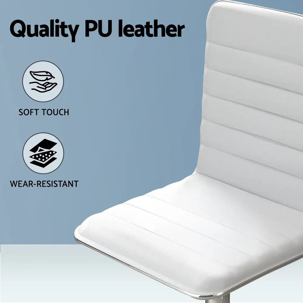 Artiss Computer Desk 120cm Executive Office Chairs Set PU Leather Low Back White - Furniture > Office > Office & Desk