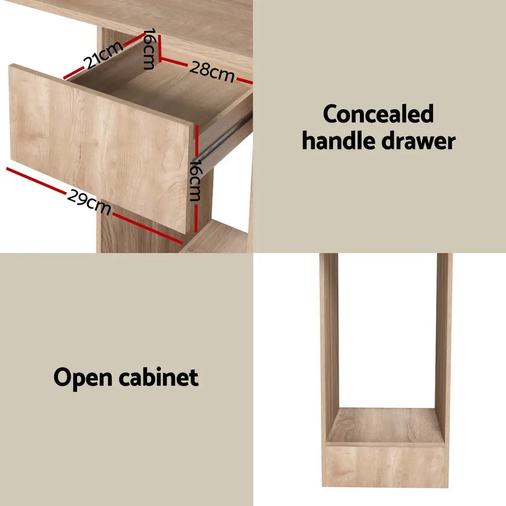 Artiss Computer Desk Bookshelf Drawer Cabinet Oak 120CM - Furniture > Office > Desks