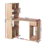 Artiss Computer Desk Bookshelf Drawer Cabinet Oak 120CM - Furniture > Office > Desks