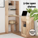 Artiss Computer Desk Bookshelf Drawer Cabinet Oak 120CM - Furniture > Office > Desks