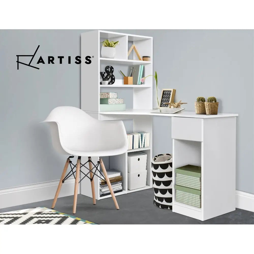 Artiss Computer Desk Bookshelf Drawer White 120CM - Furniture > Office