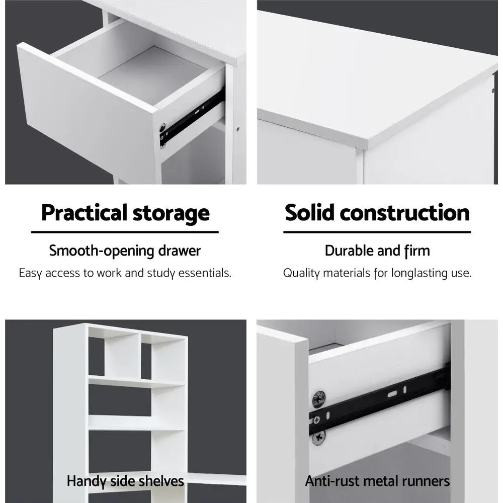 Artiss Computer Desk Bookshelf Drawer White 120CM - Furniture > Office