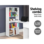 Artiss Computer Desk Bookshelf Drawer White 120CM - Furniture > Office