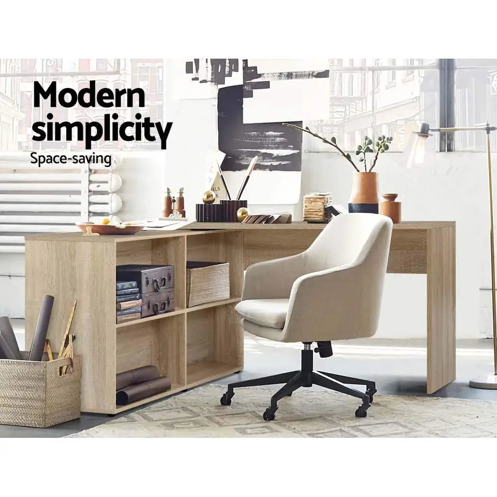 Artiss Computer Desk Bookshelf Oak 130CM - Furniture > Office