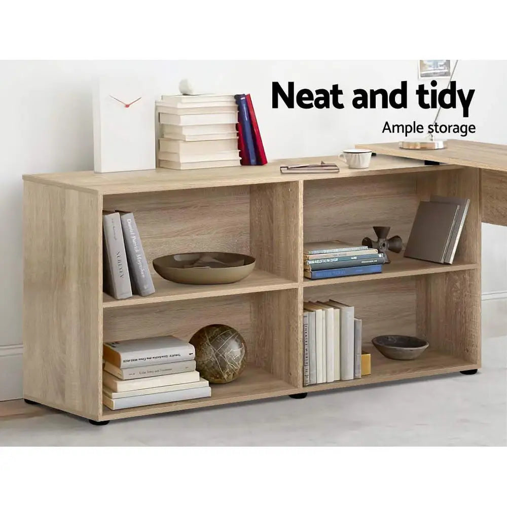 Artiss Computer Desk Bookshelf Oak 130CM - Furniture > Office