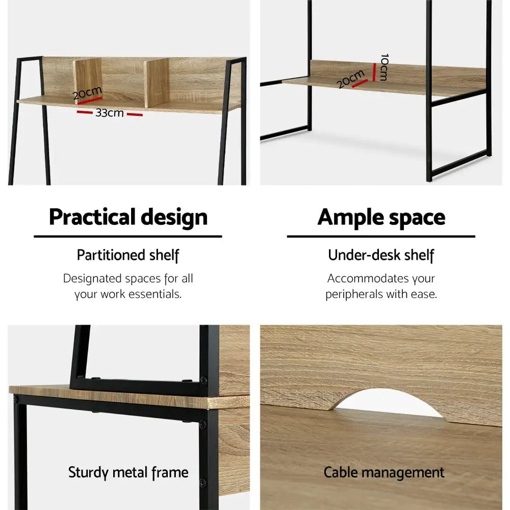 Artiss Computer Desk Bookshelf Storage 100CM Oak - Furniture > Office