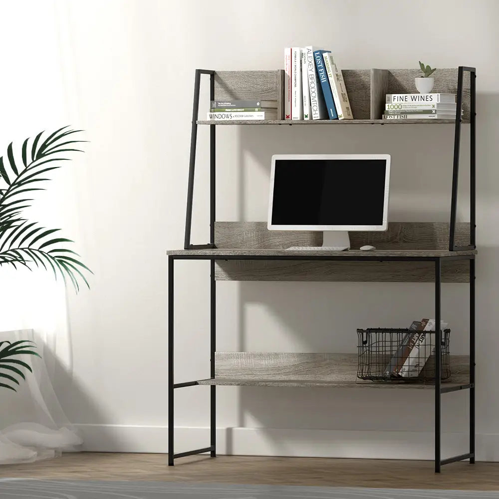 Artiss Computer Desk Bookshelf Storage Grey 100CM - Furniture > Living Room