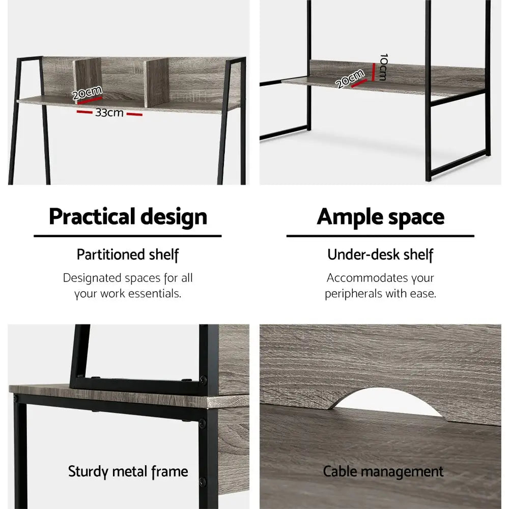 Artiss Computer Desk Bookshelf Storage Grey 100CM - Furniture > Living Room
