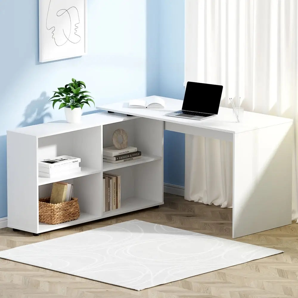 Artiss Computer Desk Bookshelf White 130CM - Furniture > Office > Desks