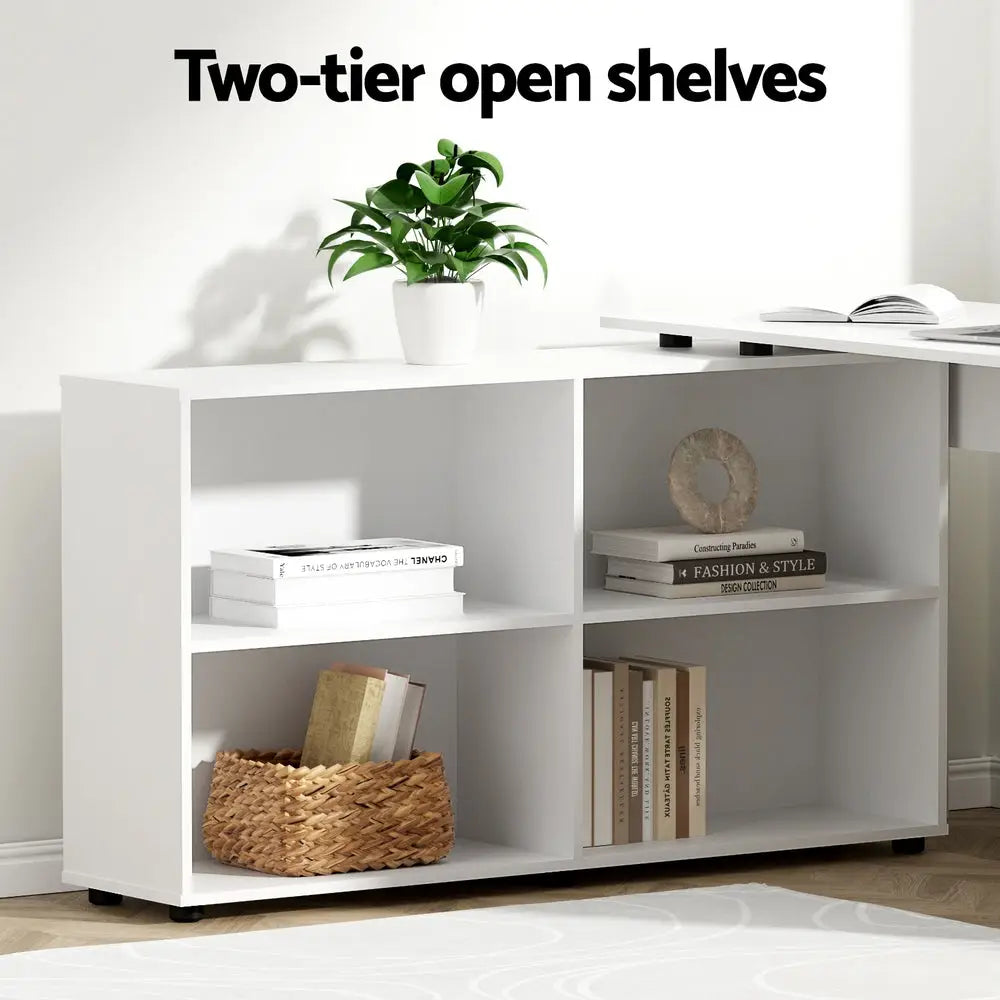 Artiss Computer Desk Bookshelf White 130CM - Furniture > Office > Desks