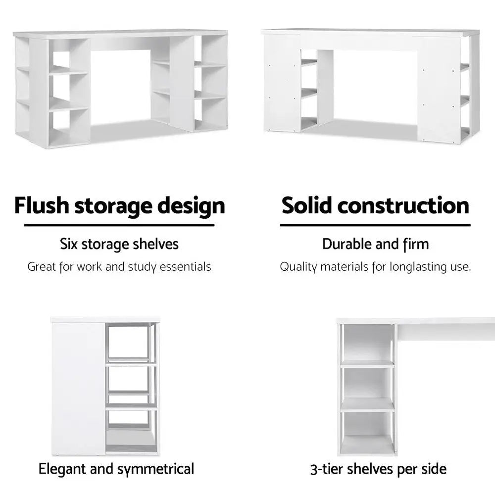 Artiss Computer Desk Bookshelf White 150CM - Furniture > Office