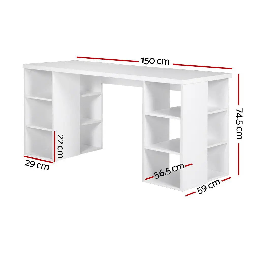 Artiss Computer Desk Bookshelf White 150CM - Furniture > Office