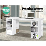 Artiss Computer Desk Bookshelf White 150CM - Furniture > Office