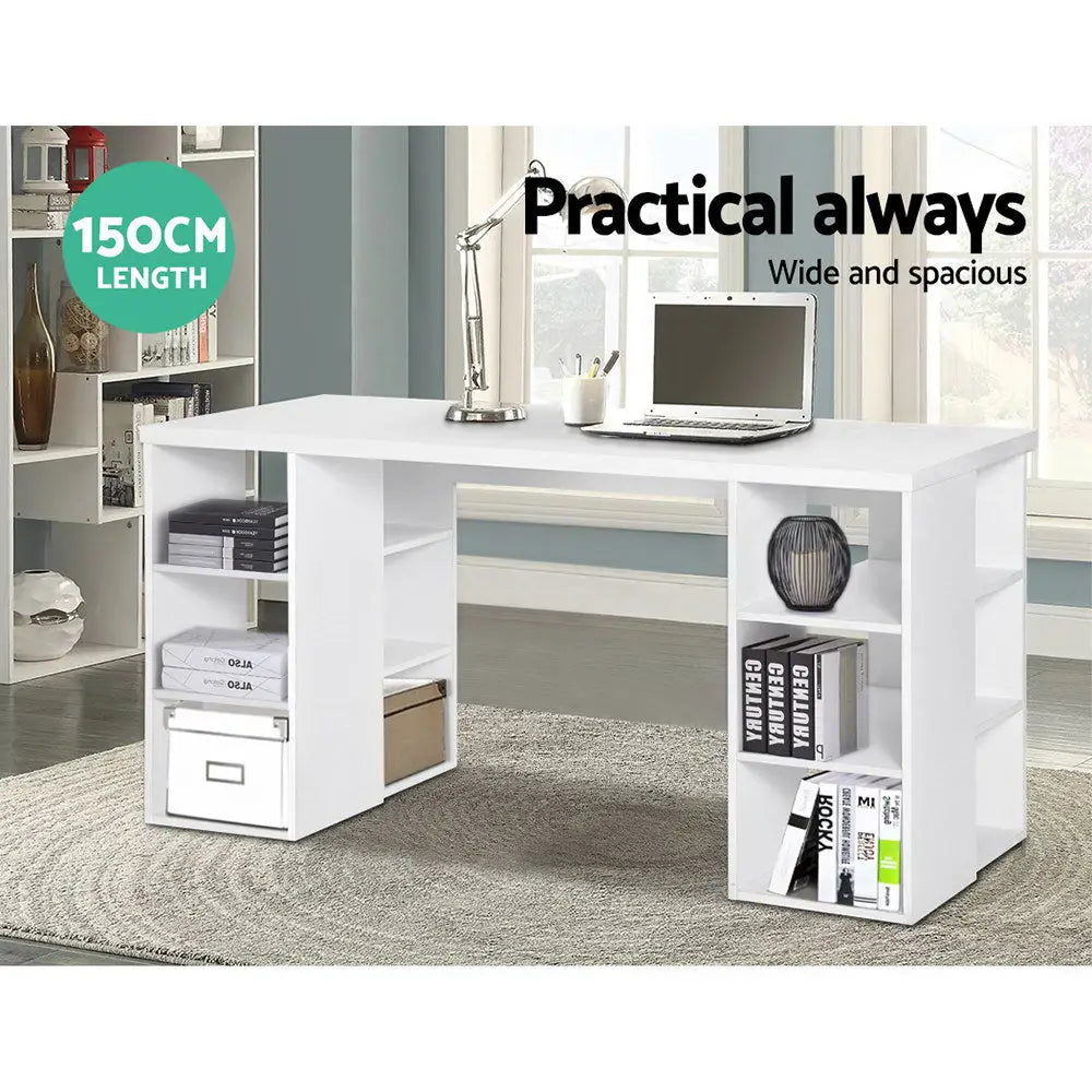 Artiss Computer Desk Bookshelf White 150CM - Furniture > Office
