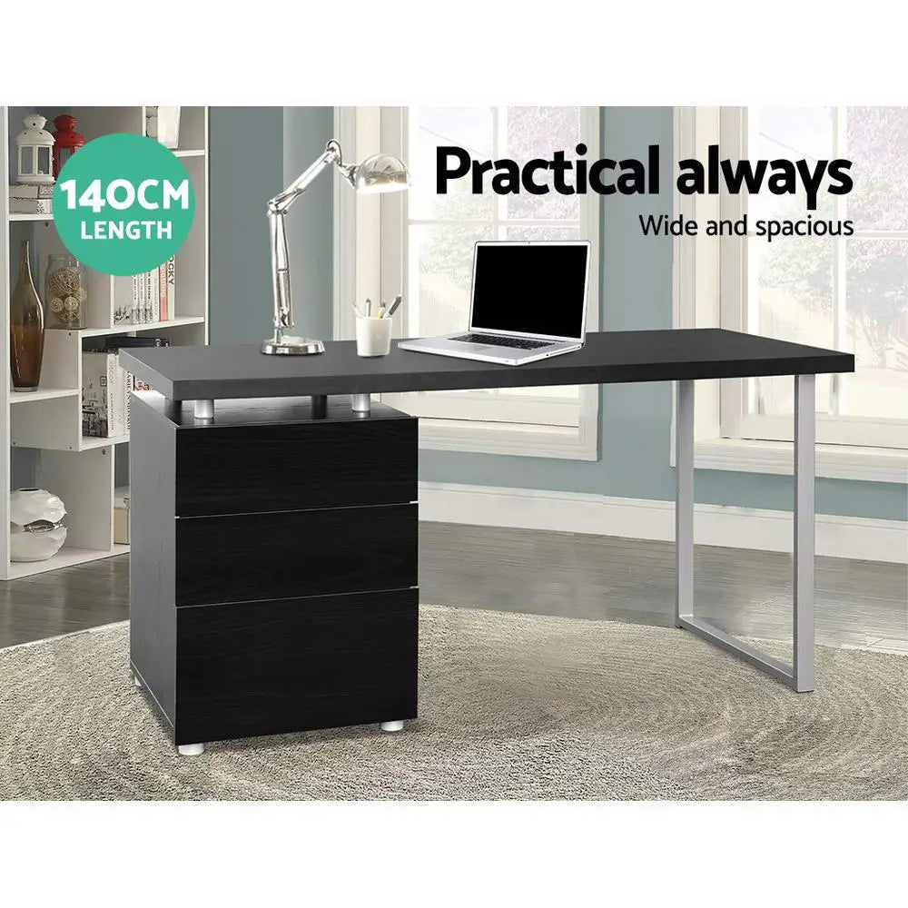 Artiss Computer Desk Drawer Black 140CM - Furniture > Office