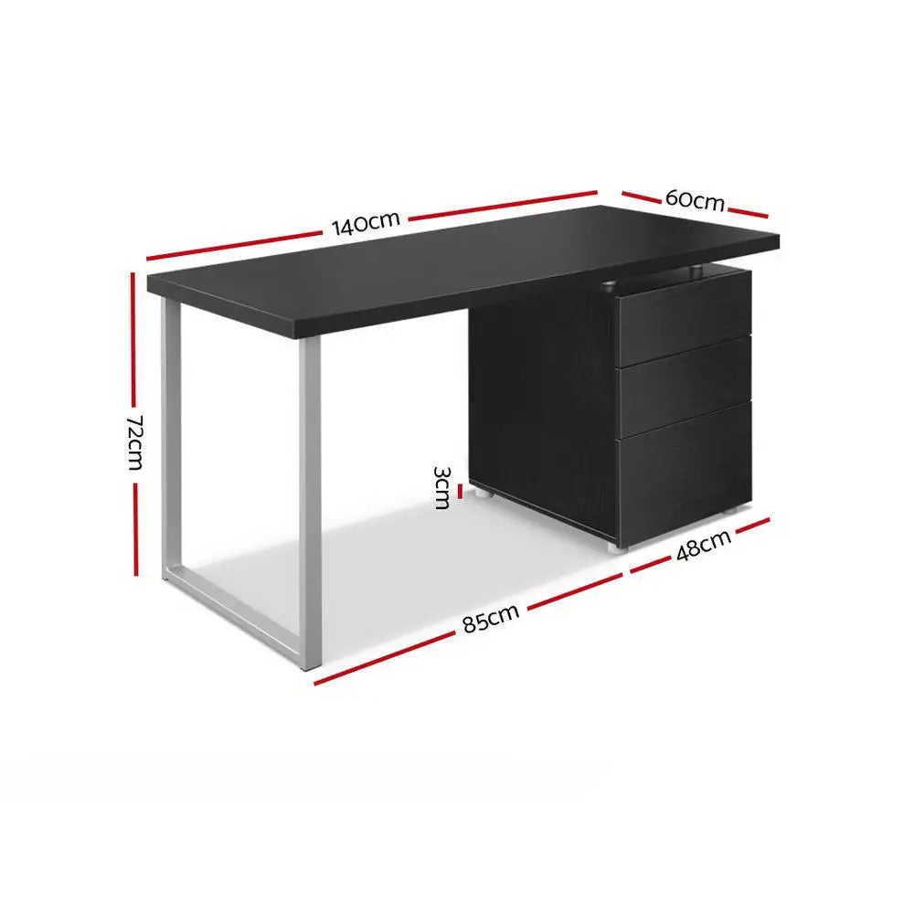 Artiss Computer Desk Drawer Black 140CM - Furniture > Office