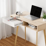 Artiss Computer Desk Drawer Cabinet Shelf Oak 90CM - Furniture > Office > Desks