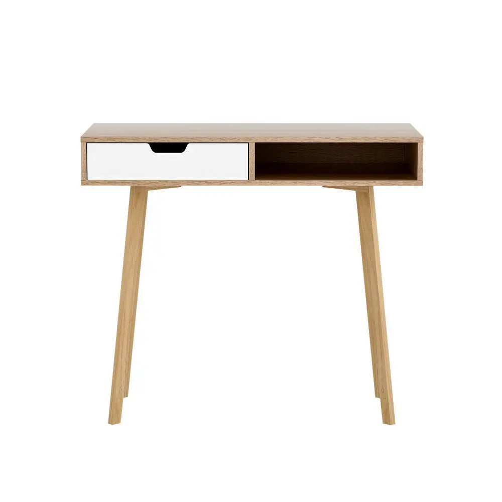 Artiss Computer Desk Drawer Cabinet Shelf Oak 90CM - Furniture > Office > Desks