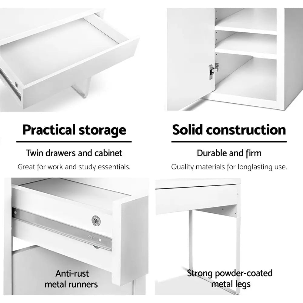 Artiss Computer Desk Drawer Cabinet White - Furniture > Office > Desks