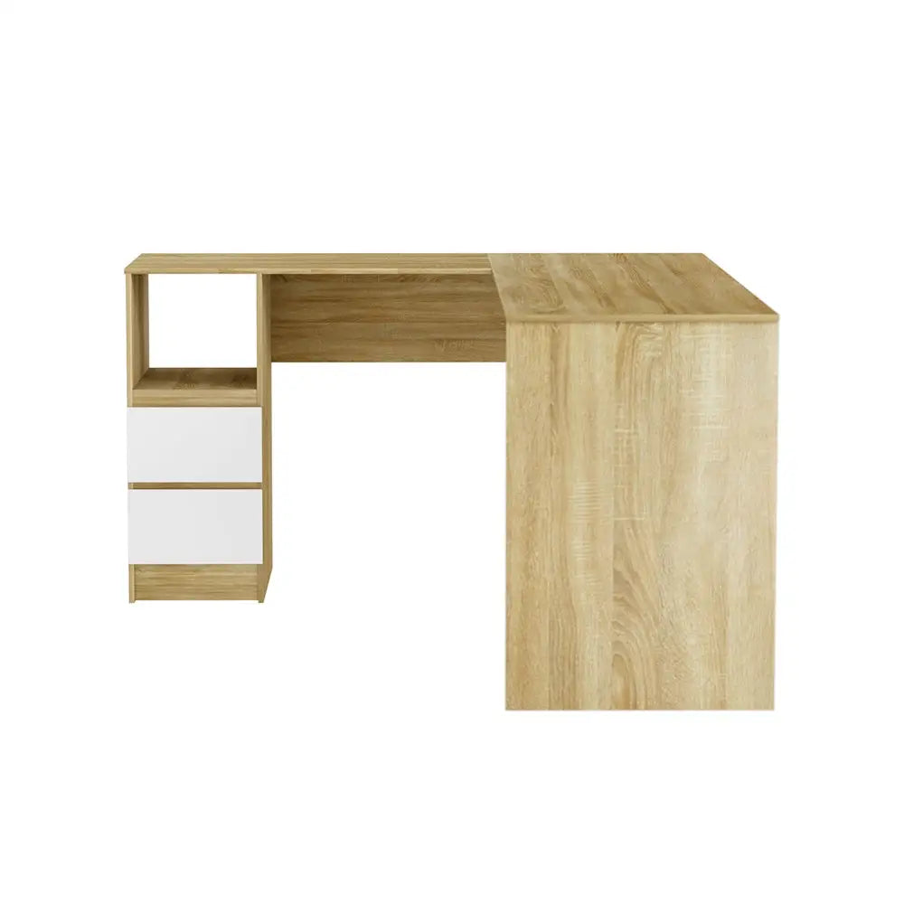 Artiss Computer Desk Drawer L-Shape Oak 136CM - Furniture > Office