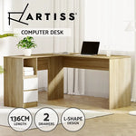 Artiss Computer Desk Drawer L-Shape Oak 136CM - Furniture > Office