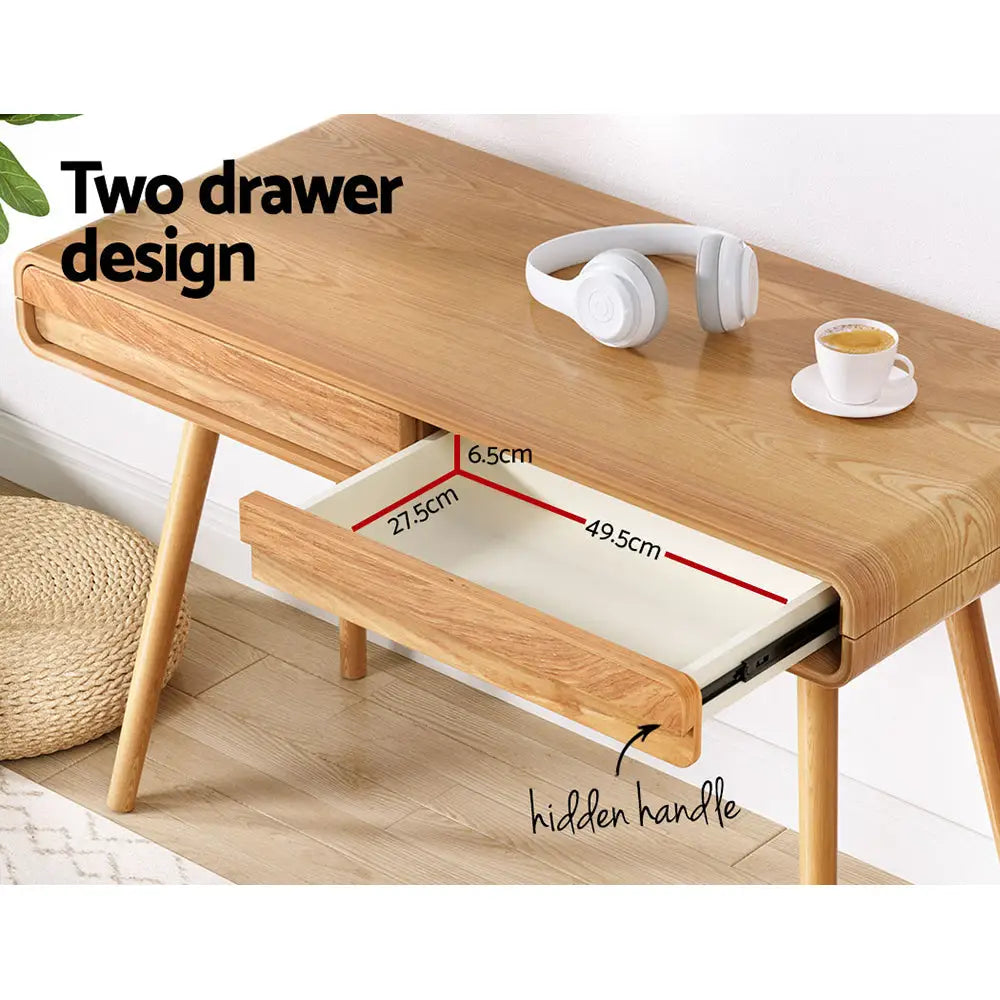 Artiss Computer Desk Drawer Natural Wood 100CM - Furniture > Office