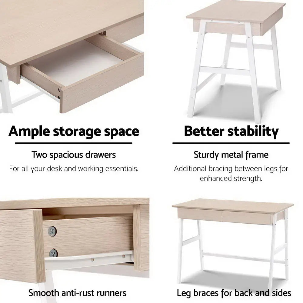 Artiss Computer Desk Drawer Oak 100CM - Furniture > Office