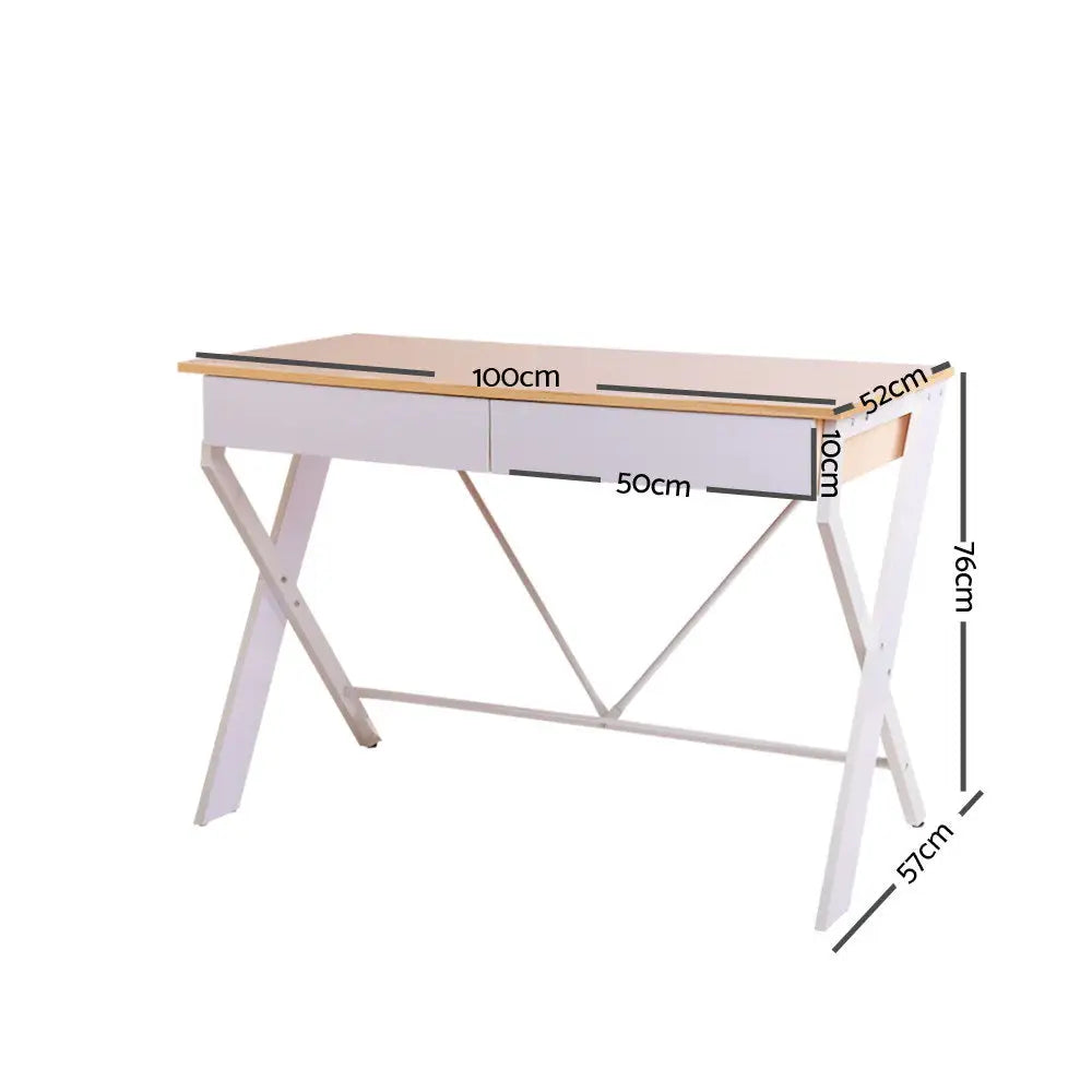 Artiss Computer Desk Drawer Oak 100CM - Furniture > Office