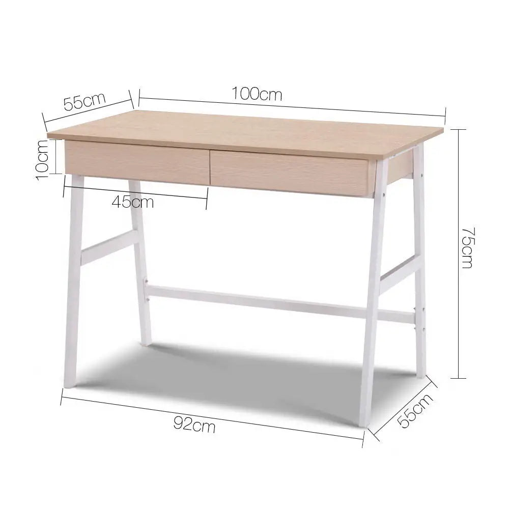 Artiss Computer Desk Drawer Oak 100CM - Furniture > Office