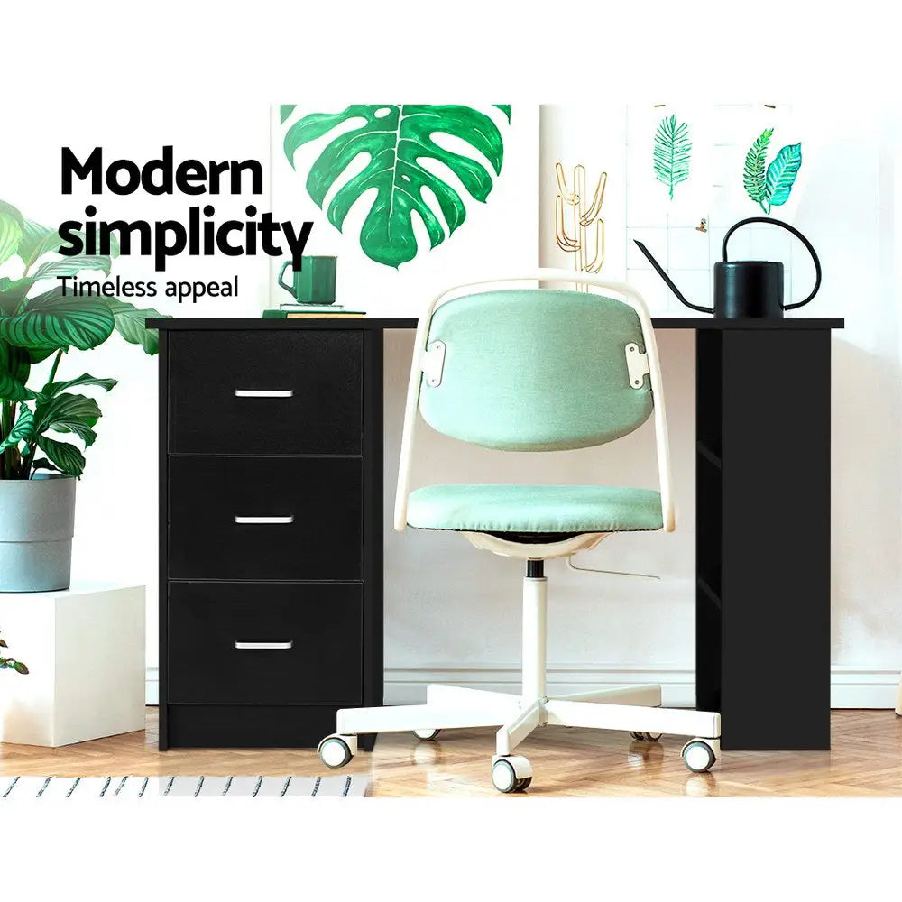 Artiss Computer Desk Drawer Shelf Black 120CM - Furniture > Office