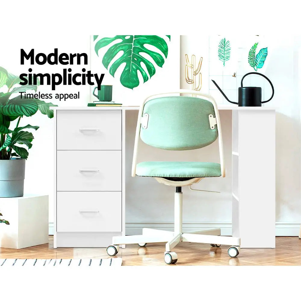 Artiss Computer Desk Drawer Shelf White 120CM - Furniture > Office