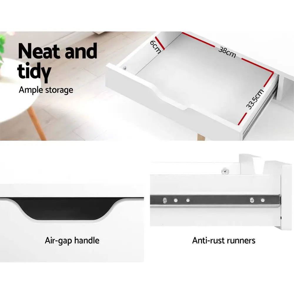 Artiss Computer Desk Drawer Shelf White 90CM - Furniture > Office