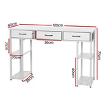 Artiss Computer Desk Drawer Shelves Study Table 120CM White - Furniture > Office