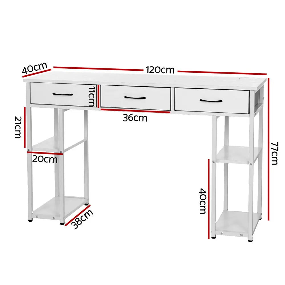 Artiss Computer Desk Drawer Shelves Study Table 120CM White - Furniture > Office