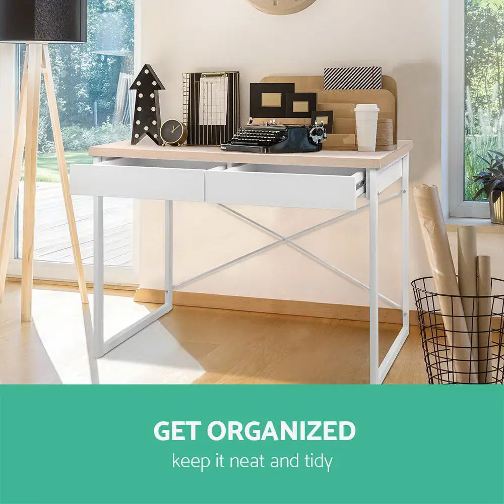 Artiss Computer Desk Drawer Storage Oak 100CM - Furniture > Office