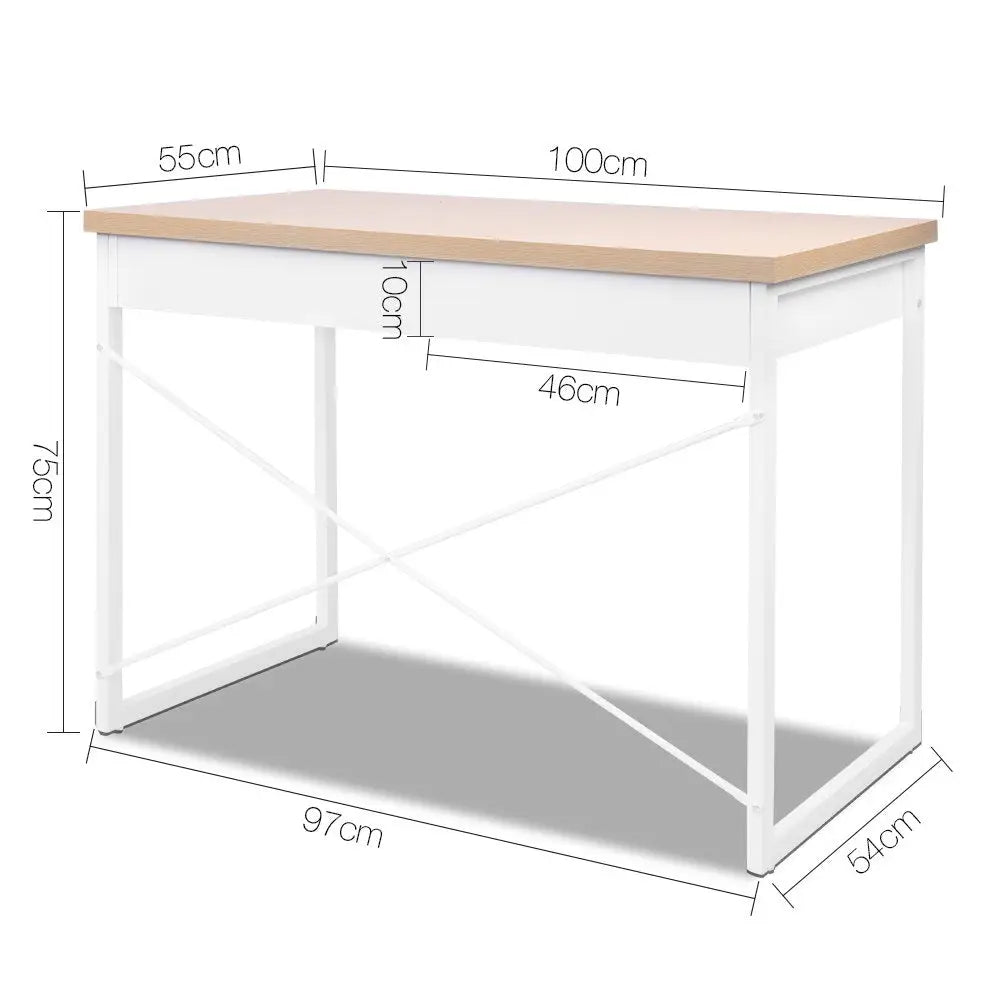 Artiss Computer Desk Drawer Storage Oak 100CM - Furniture > Office