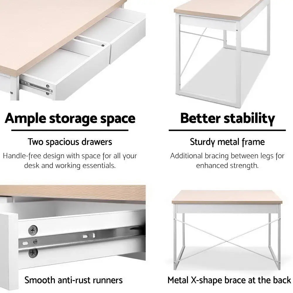 Artiss Computer Desk Drawer Storage Oak 100CM - Furniture > Office