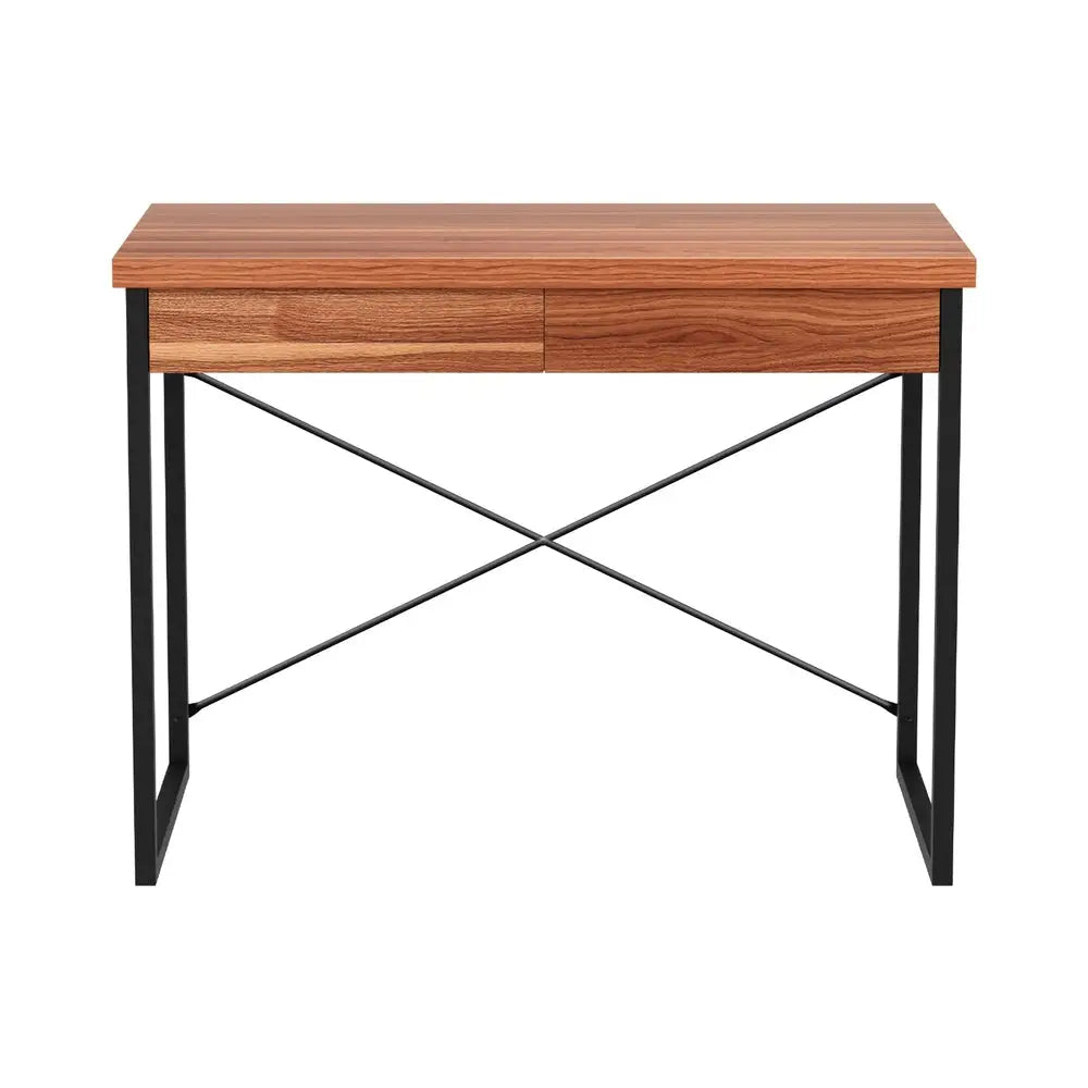 Artiss Computer Desk Drawer Storage Walnut 100CM - Furniture > Office > Desks