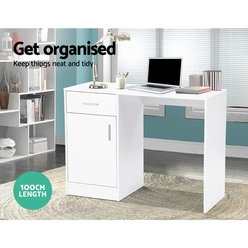 Artiss Computer Desk Drawer White 100CM - Furniture > Office