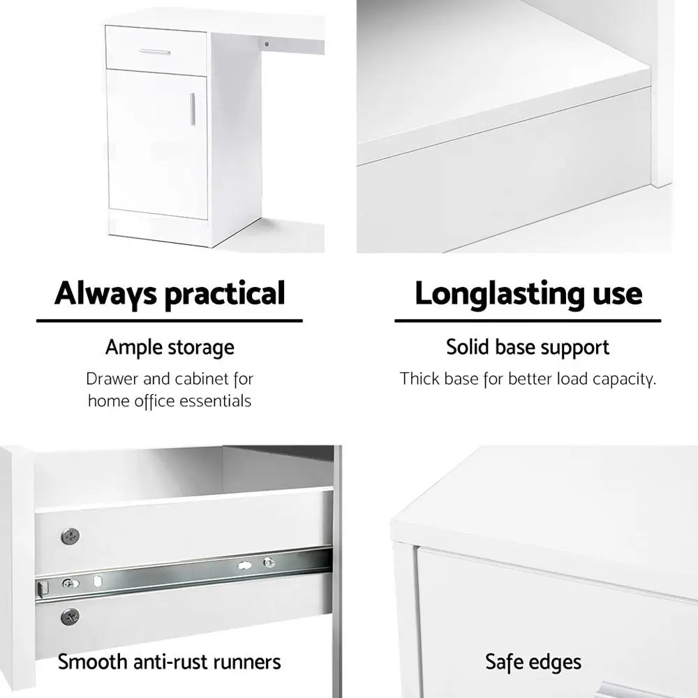 Artiss Computer Desk Drawer White 100CM - Furniture > Office