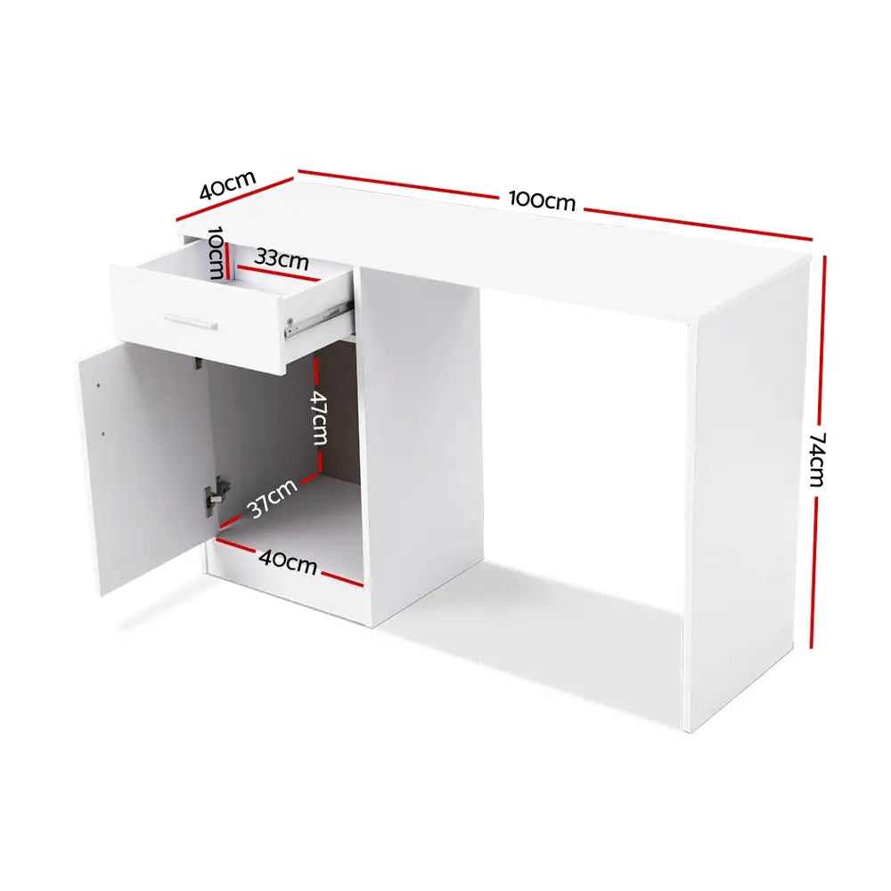 Artiss Computer Desk Drawer White 100CM - Furniture > Office